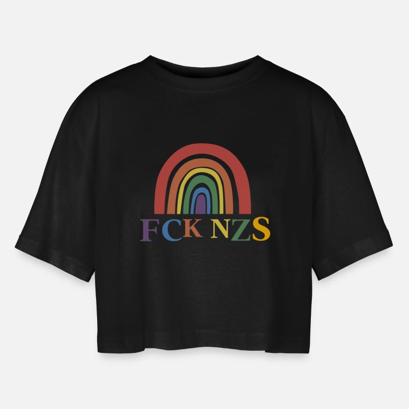 FCK NZS - Women’s Oversized Cropped T-Shirt - black