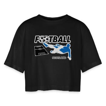 Fußball Fieber Schottland - Frauen Oversized Cropped T-Shirt - Schwarz - Vorne - AI Model Female 172 light (172cm)
