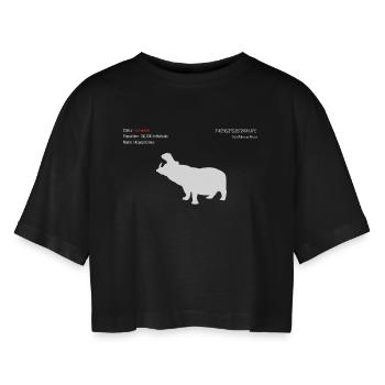 Nilpferd - Frauen Oversized Cropped T-Shirt - Schwarz - Vorne - AI Model Female 172 light (172cm)