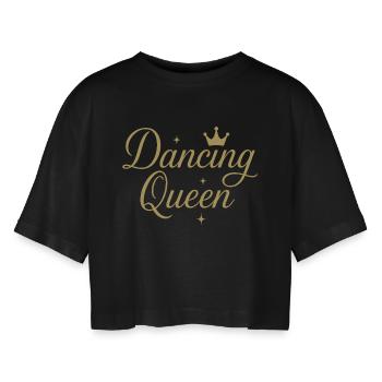 Dancing Queen Shirt – Glamour für Powerfrauen - Frauen Oversized Cropped T-Shirt - Schwarz - Vorne - AI Model Female 172 light (172cm)