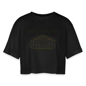Kassel, Handzeichnung Fridericianum, Kunst - Frauen Oversized Cropped T-Shirt - Schwarz - Vorne - AI Model Female 172 light (172cm)