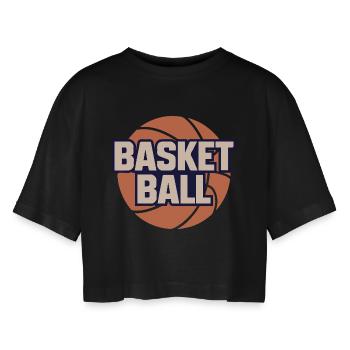 Dynamic basketball design - Women’s Oversized Cropped T-Shirt - black - Front - AI Model Female 172 light (172cm)