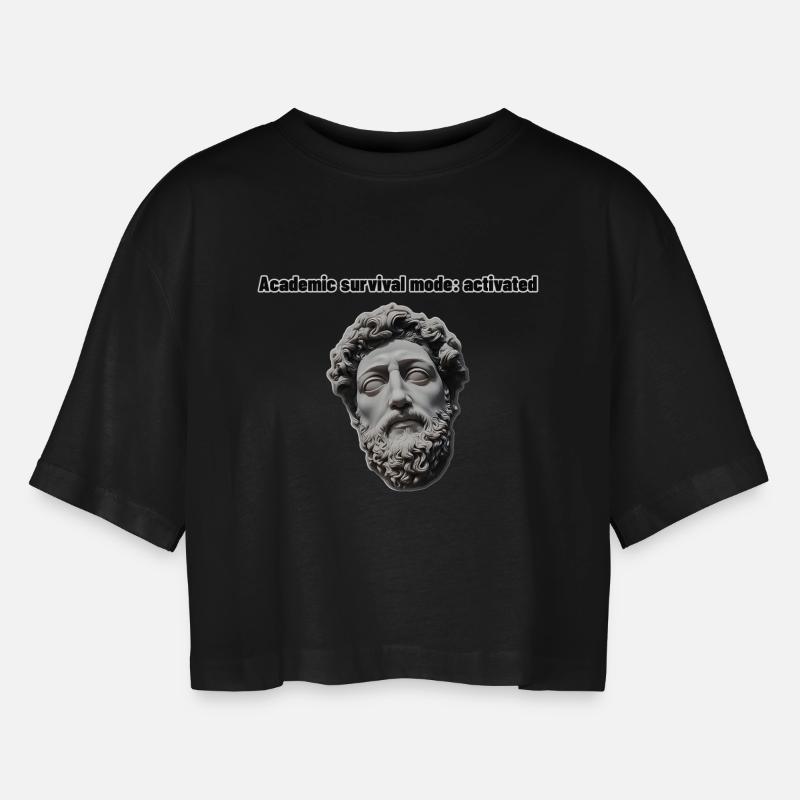 Academic survival mode: activated - Women’s Oversized Cropped T-Shirt - black