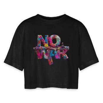 No War Colorful Gun Art - Frauen Oversized Cropped T-Shirt - Schwarz - Vorne - AI Model Female 172 light (172cm)