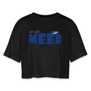 Je veux la mer - T-shirt court oversize Femme - noir - Devant - AI Model Female 172 light (172cm)