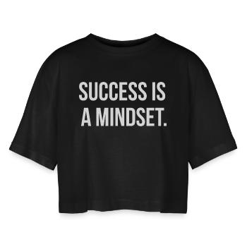 SUCCESS IS A MINDSET. | Greyline Official - Women’s Oversized Cropped T-Shirt - black - Front - AI Model Female 172 light (172cm)