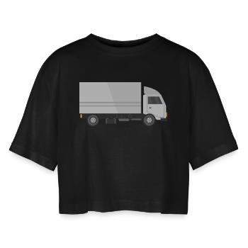 Delivery truck - Women’s Oversized Cropped T-Shirt - black - Front - AI Model Female 172 light (172cm)