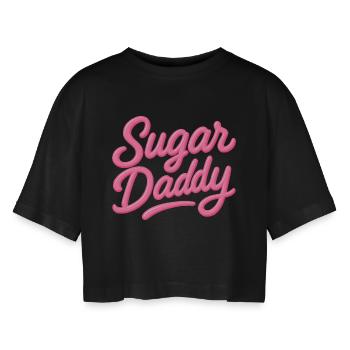 Sugar Daddy – Typo Rose Bonbon - T-shirt court oversize Femme - noir - Devant - AI Model Female 172 light (172cm)