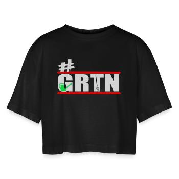 Garden - Gardeners - Gardening - GRTN - Women’s Oversized Cropped T-Shirt - black - Front - AI Model Female 172 light (172cm)