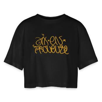 Aix en Provence Street Art Graffiti T-Shirt - Frauen Oversized Cropped T-Shirt - Schwarz - Vorne - AI Model Female 172 light (172cm)