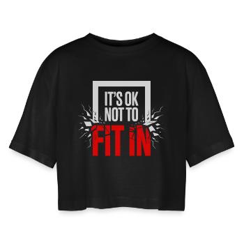 C’est normal de ne pas s’intégrer à la motivation de l’individualité - T-shirt court oversize Femme - noir - Devant - AI Model Female 172 light (172cm)