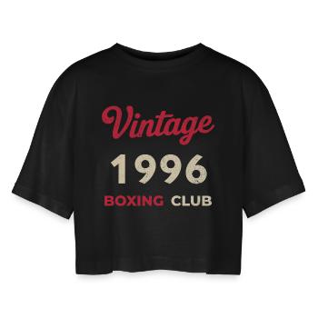 Vintage 1996 – Boxing Club Retro Geburtsjahr - Frauen Oversized Cropped T-Shirt - Schwarz - Vorne - AI Model Female 172 light (172cm)