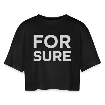 Sicher - Frauen Oversized Cropped T-Shirt - Schwarz - Vorne - AI Model Female 172 light (172cm)