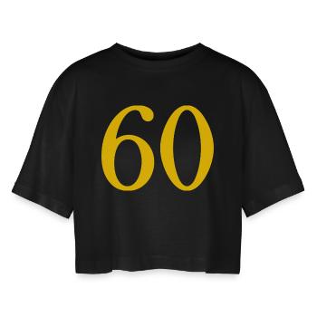 60. 60 ANS. 60e ANNIVERSAIRE. ANNIVERSAIRE 60 ANS. - T-shirt court oversize Femme - noir - Devant - AI Model Female 172 light (172cm)