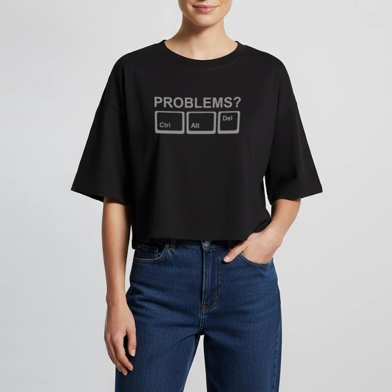 Problems? Ctrl Alt Del Women’s Oversized Cropped T-Shirt