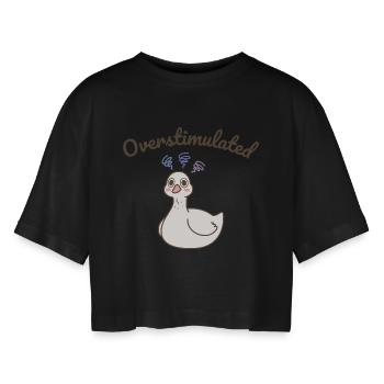 Dessin animé du canard surexcité - T-shirt court oversize Femme - noir - Devant - AI Model Female 172 light (172cm)
