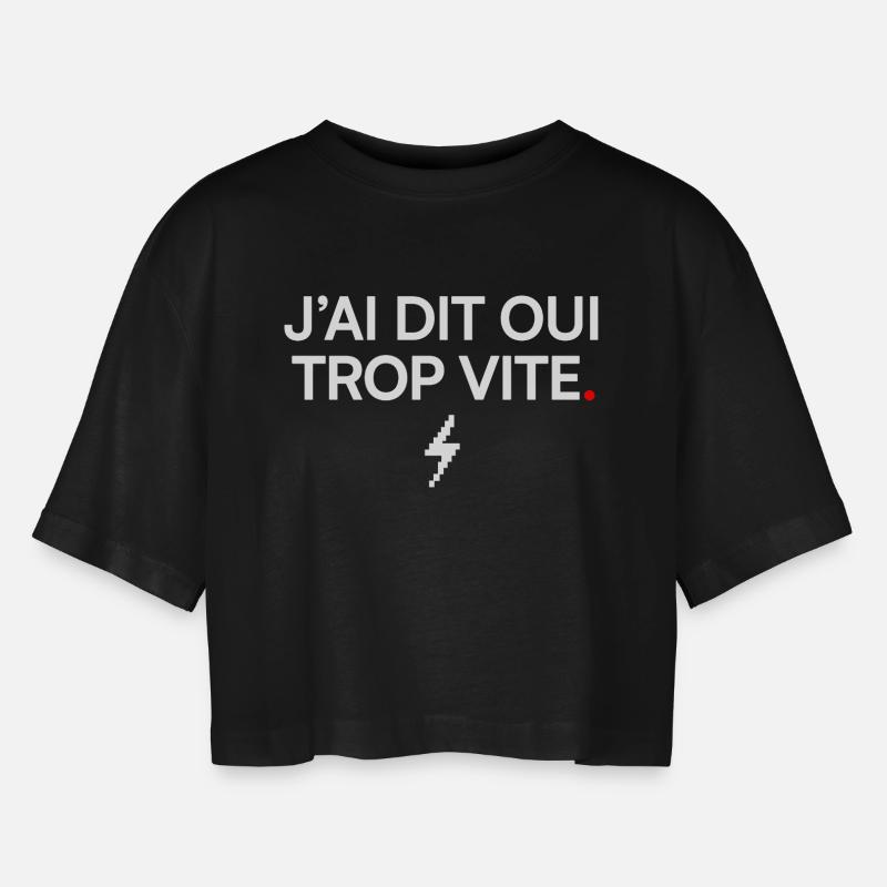 ICH SAGTE ODER ICH BIN ZU SCHNELL | Bürohumor - Frauen Oversized Cropped T-Shirt - Schwarz