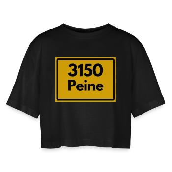 ANCIEN CODE POSTAL RÉTRO 3150 PEINE EULENSTADT - T-shirt court oversize Femme - noir - Devant - AI Model Female 172 light (172cm)