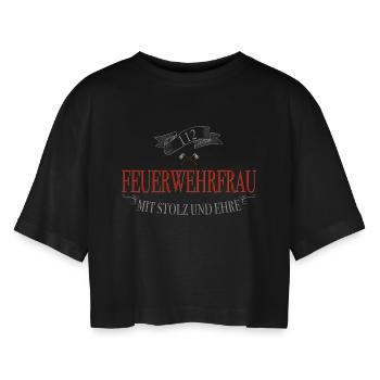 Feuerwehrfrau Stolz und Ehre - Frauen Oversized Cropped T-Shirt - Schwarz - Vorne - AI Model Female 172 light (172cm)