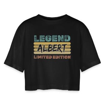 Saying Albert - Women’s Oversized Cropped T-Shirt - black - Front - AI Model Female 172 light (172cm)