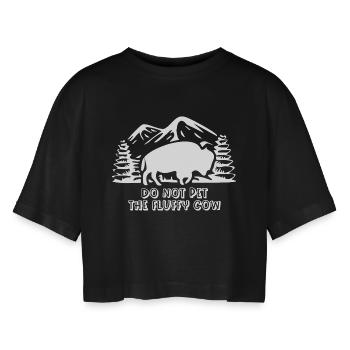 Ne caressez pas la vache duveteuse - T-shirt court oversize Femme - noir - Devant - AI Model Female 172 light (172cm)