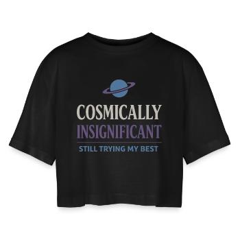 Existenzieller Humor, Nihilismus, Humor, - Frauen Oversized Cropped T-Shirt - Schwarz - Vorne - AI Model Female 172 light (172cm)