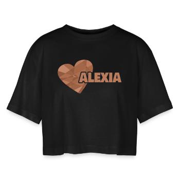 Liebe Alexia - Frauen Oversized Cropped T-Shirt - Schwarz - Vorne - AI Model Female 172 light (172cm)