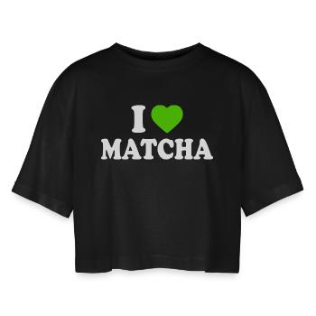 J’adore le Matcha - T-shirt court oversize Femme - noir - Devant - AI Model Female 172 light (172cm)