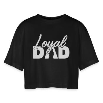 Loyal Dad Silhouette Fatherhood Pride - Women’s Oversized Cropped T-Shirt - black - Front - AI Model Female 172 light (172cm)