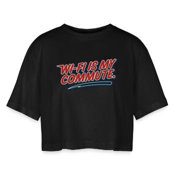 Wi-Fi Trajet Domicile Travail Humour Geek - T-shirt court oversize Femme - noir - Devant - AI Model Female 172 light (172cm)