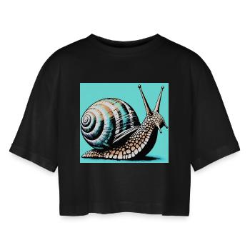 Snail - Women’s Oversized Cropped T-Shirt - black - Front - AI Model Female 172 light (172cm)