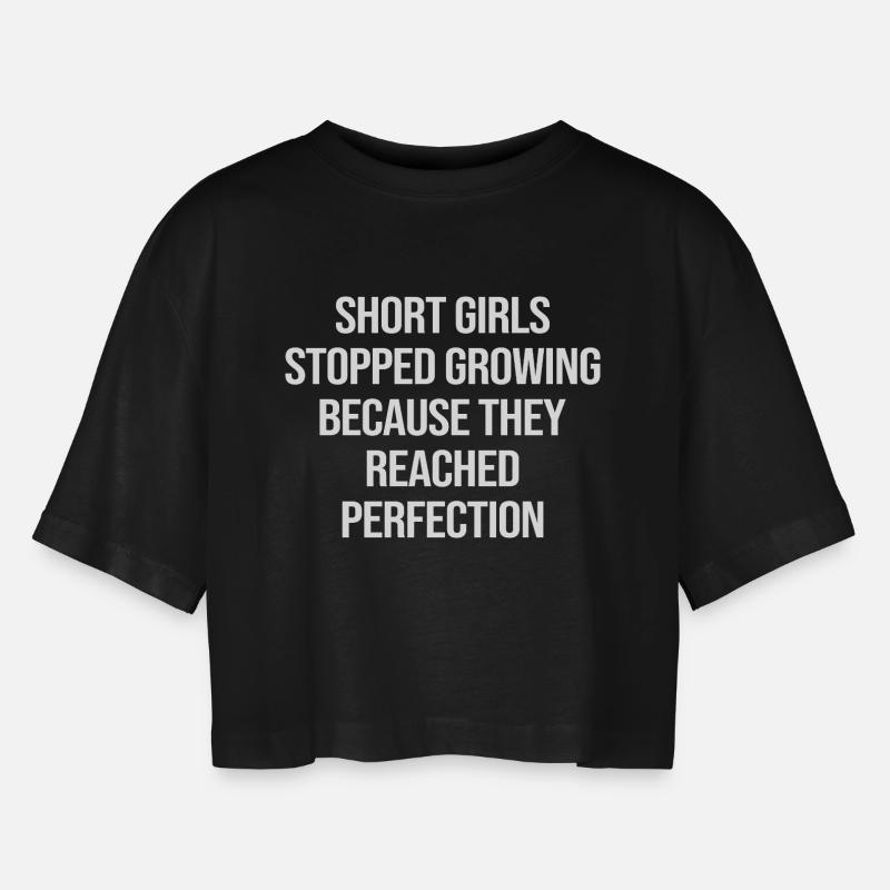 Perfekte Kurzmädchen - Frauen Oversized Cropped T-Shirt - Schwarz