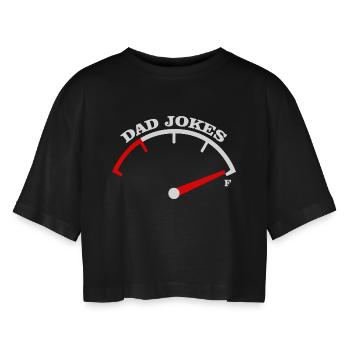 Papa-Witze Meter-Abschlag-Design - Frauen Oversized Cropped T-Shirt - Schwarz - Vorne - AI Model Female 172 light (172cm)