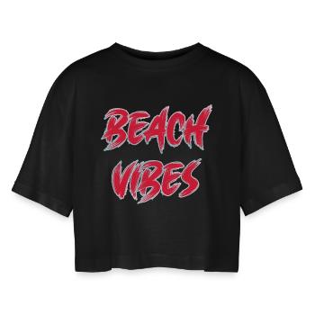 Ambiance de plage - T-shirt court oversize Femme - noir - Devant - AI Model Female 172 light (172cm)