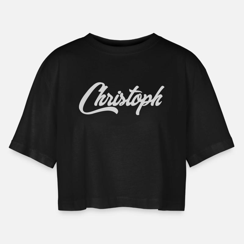 Calligraphic lettering with elegant flair - Women’s Oversized Cropped T-Shirt - black