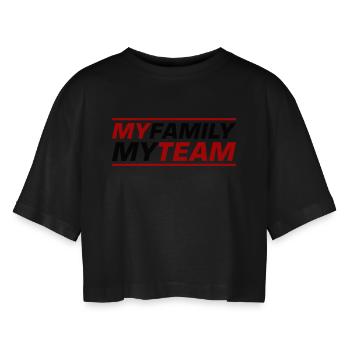 Mon équipe familiale dit - T-shirt court oversize Femme - noir - Devant - AI Model Female 172 light (172cm)
