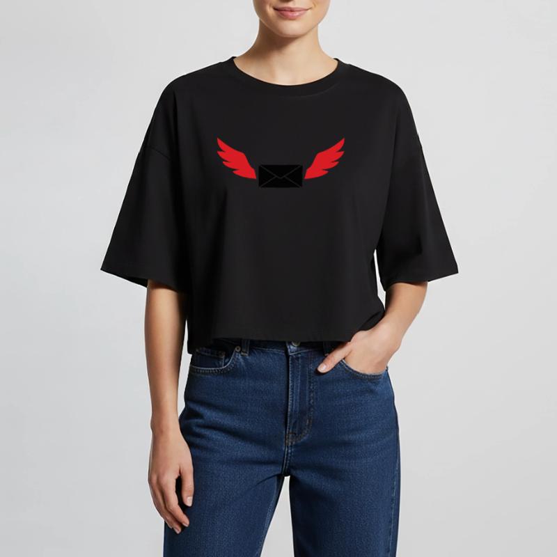 Express Mail Envelope Winged Post Women’s Oversized Cropped T-Shirt