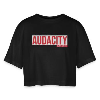 Audacity Courage to Leap - Women’s Oversized Cropped T-Shirt - black - Front - AI Model Female 172 light (172cm)