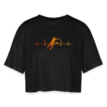 Pickleball Match Design for Pickleball Player Fans - Women’s Oversized Cropped T-Shirt - black - Front - AI Model Female 172 light (172cm)