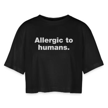 Allergique aux humains - T-shirt court oversize Femme - noir - Devant - AI Model Female 172 light (172cm)