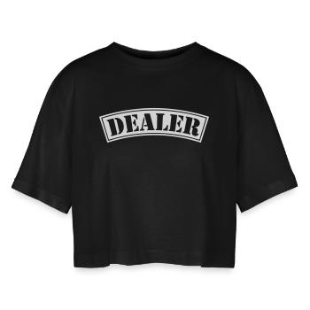 Conception du concessionnaire - T-shirt court oversize Femme - noir - Devant - AI Model Female 172 light (172cm)