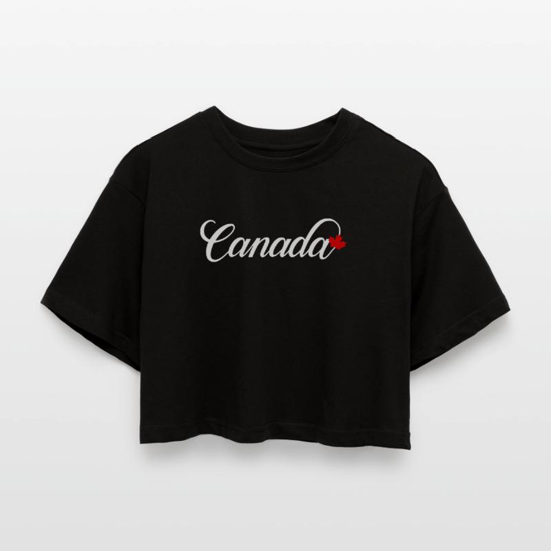 Canada Script with Maple Leaf Women’s Oversized Cropped T-Shirt