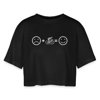 Roadbike Liebe zum Anziehen - Frauen Oversized Cropped T-Shirt - Schwarz - Vorne - AI Model Female 172 light (172cm)