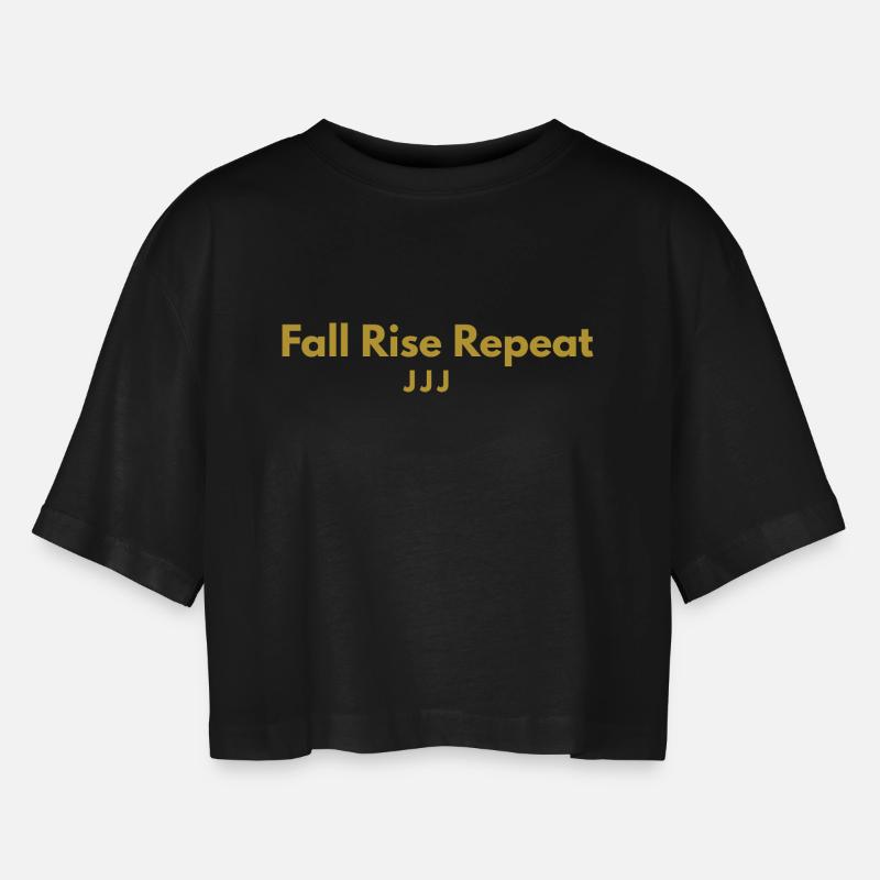 Fall Rise Repeat - Women’s Oversized Cropped T-Shirt - black