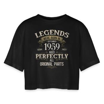 66. Geburtstag Geschenk Legende September 1959 - Frauen Oversized Cropped T-Shirt - Schwarz - Vorne - AI Model Female 172 light (172cm)