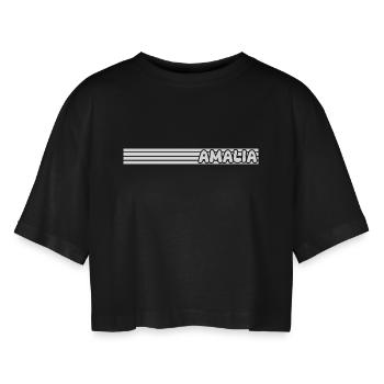 Nom masculin : Amalia - T-shirt court oversize Femme - noir - Devant - AI Model Female 172 light (172cm)