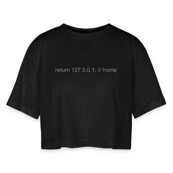 Programmer Nerd IT Joke Developer Home - Women’s Oversized Cropped T-Shirt - black - Front - AI Model Female 172 light (172cm)