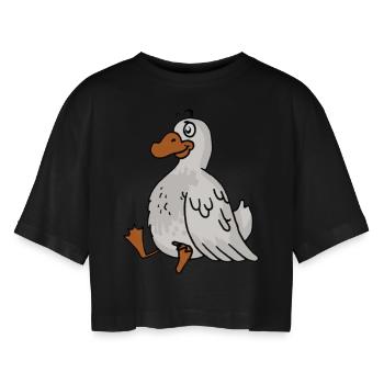 Ente Gans Geflügel Pute Truthahn Küken Hühner Huhn - Frauen Oversized Cropped T-Shirt - Schwarz - Vorne - AI Model Female 172 light (172cm)