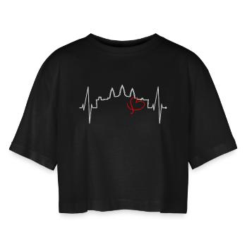 Cambodia Skyline Heartbeat Siem Raep Angkor Wat - T-shirt court oversize Femme - noir - Devant - AI Model Female 172 light (172cm)