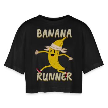 Banane Jogger Joggen Marathon Laufen Sprinten - Frauen Oversized Cropped T-Shirt - Schwarz - Vorne - AI Model Female 172 light (172cm)